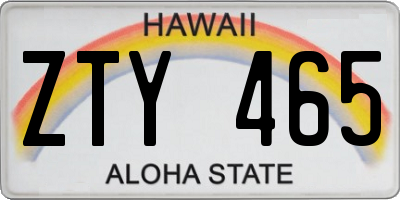 HI license plate ZTY465