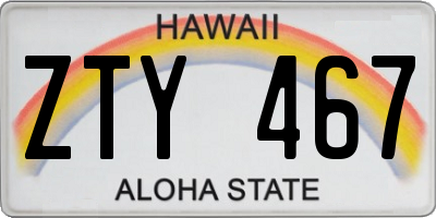 HI license plate ZTY467