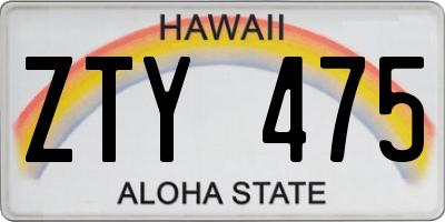 HI license plate ZTY475