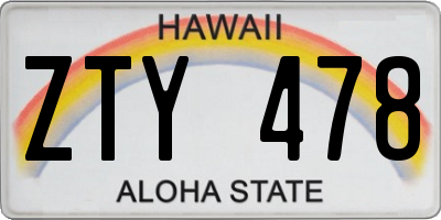 HI license plate ZTY478