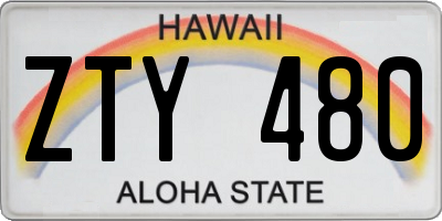HI license plate ZTY480