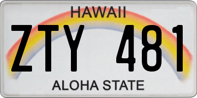 HI license plate ZTY481