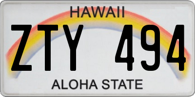 HI license plate ZTY494