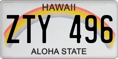 HI license plate ZTY496