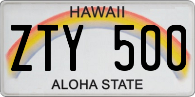 HI license plate ZTY500