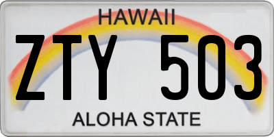 HI license plate ZTY503