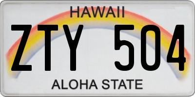 HI license plate ZTY504
