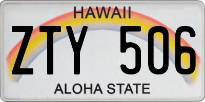 HI license plate ZTY506