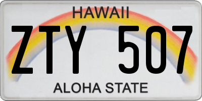 HI license plate ZTY507