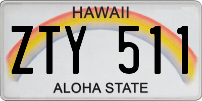 HI license plate ZTY511