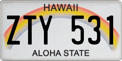 HI license plate ZTY531