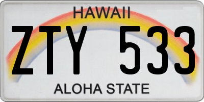 HI license plate ZTY533