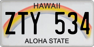 HI license plate ZTY534