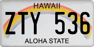 HI license plate ZTY536