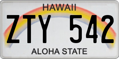 HI license plate ZTY542