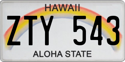 HI license plate ZTY543