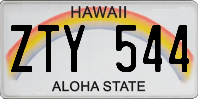 HI license plate ZTY544