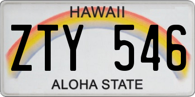 HI license plate ZTY546