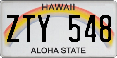 HI license plate ZTY548