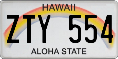 HI license plate ZTY554