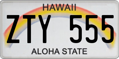 HI license plate ZTY555