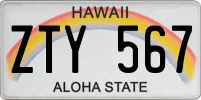 HI license plate ZTY567