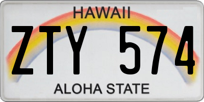 HI license plate ZTY574