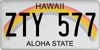 HI license plate ZTY577