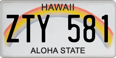 HI license plate ZTY581