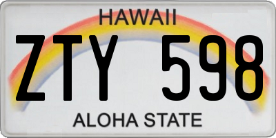 HI license plate ZTY598