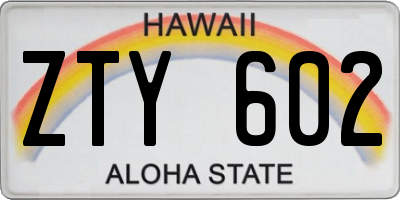 HI license plate ZTY602