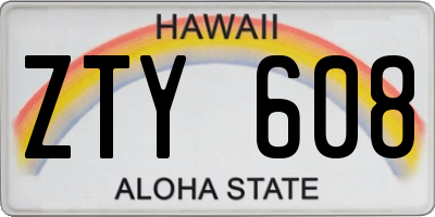 HI license plate ZTY608