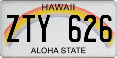 HI license plate ZTY626