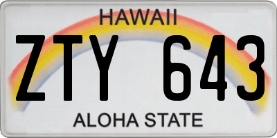 HI license plate ZTY643