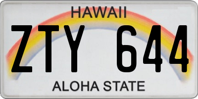 HI license plate ZTY644