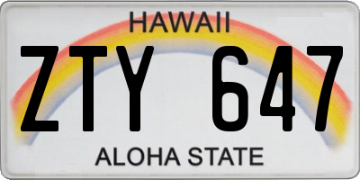 HI license plate ZTY647