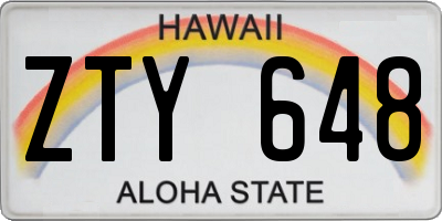 HI license plate ZTY648