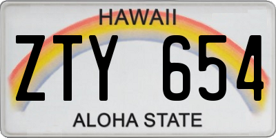 HI license plate ZTY654