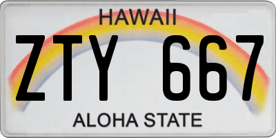 HI license plate ZTY667