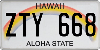 HI license plate ZTY668