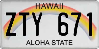HI license plate ZTY671