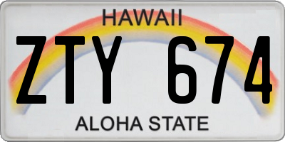 HI license plate ZTY674