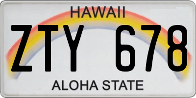 HI license plate ZTY678