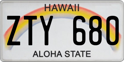 HI license plate ZTY680