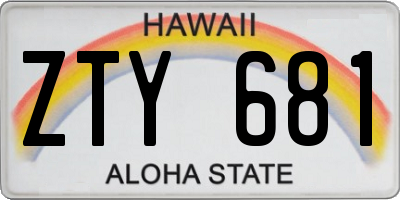 HI license plate ZTY681