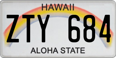 HI license plate ZTY684