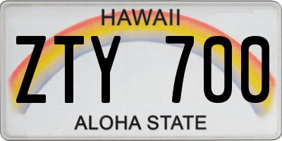 HI license plate ZTY700