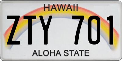 HI license plate ZTY701