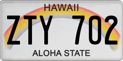 HI license plate ZTY702