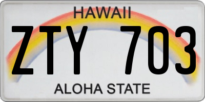 HI license plate ZTY703